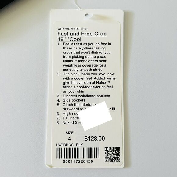 LULULEMON ATHLETICA Solid Black F & F Crop 19" *Cool Leggings - US 4 - Picture 8 of 8